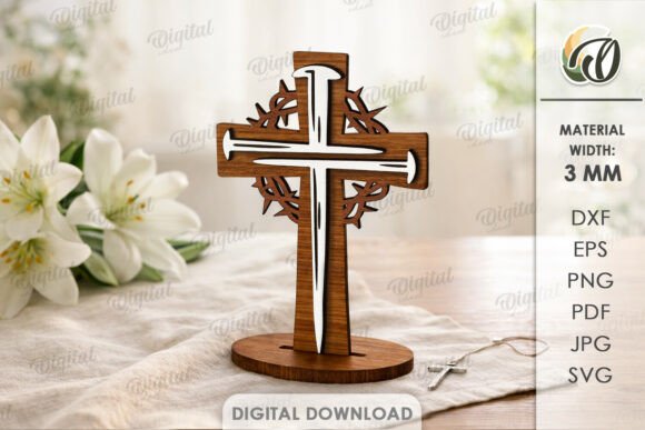 3D Christian Standing Cross Laser Cut Design Files