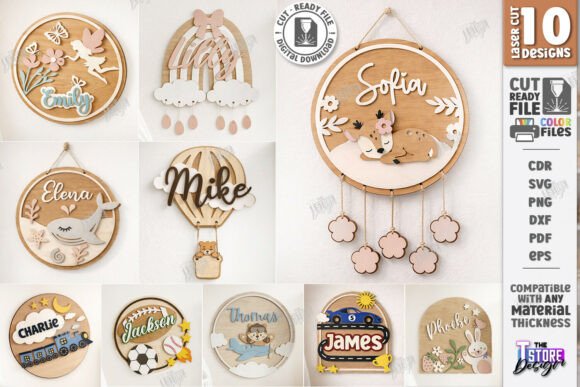 3D Kids Room Name Signs Laser Cut Bundle