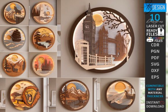 3D Layered Wall Decor Laser Cut Bundle