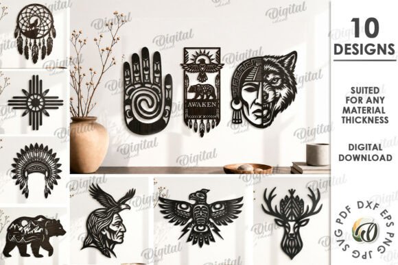 American Native Wall Decors Bundle Laser: Modern Geometric SVG Files