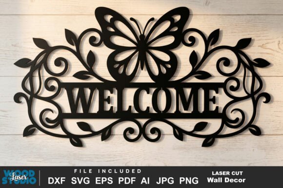 Butterfly Welcome Sign Laser Cut SVG
