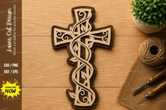 Celtic Cross Laser Cut SVG Design: Intricate Artistry for Your Projects