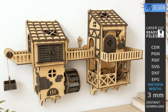 Charming 3D House Wall Decor for Laser Cut Bundle