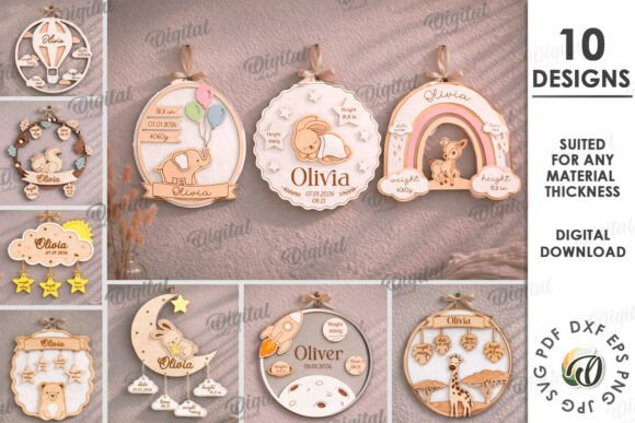 Create Charming Baby Name Signs with Birth Stats Bundle