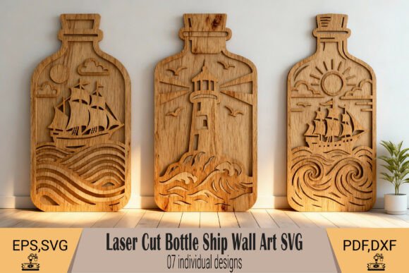 Create Coastal Charm with Laser Cut Bottle Ship Wall Art SVG