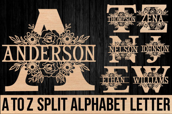 Elegant Alphabet Monogram Letters for Laser Cut & Craft Projects