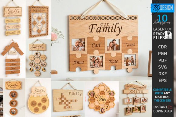 Family Wall Signs Laser Cut Bundle | CNC