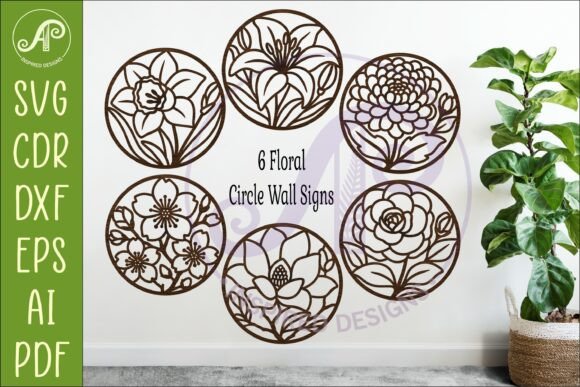 Floral Circle Wall Sign SVG Bundle Decor