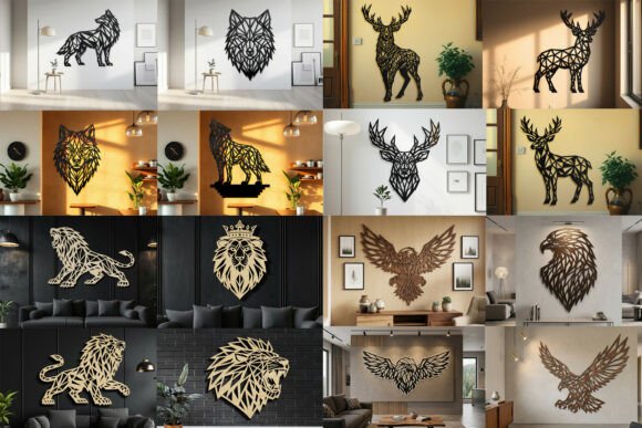 Laser Cut Geometric Animal Wall Art SVG Bundle