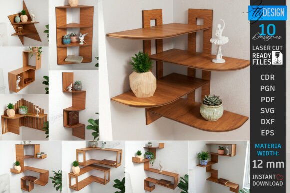 Modern Corner Shelves Laser Cut Bundle