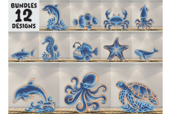 Ocean Animals Laser Cut SVG - Marine