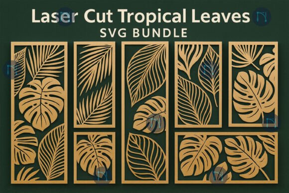 Tropical Leaf Laser Cut SVG Bundle for DIY Decor