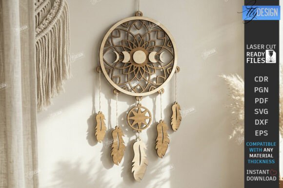 Wooden Dream Catcher Laser Cut | Boho Wall Art for Your Space