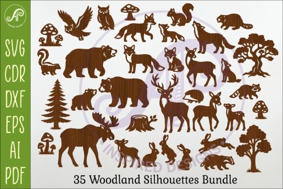 Woodland Animals SVG Bundle: 35 Forest Silhouettes